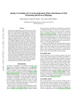 Quality Evolvability ES: Evolving Individuals With a Distribution of
  Well Performing and Diverse Offspring