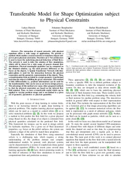 Transferable Model for Shape Optimization subject to Physical
  Constraints