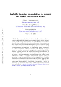 Scalable Bayesian computation for crossed and nested hierarchical models