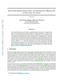 Joint Parameter Discovery and Generative Modeling of Dynamic Systems