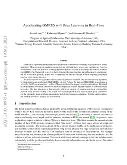Accelerating GMRES with Deep Learning in Real-Time