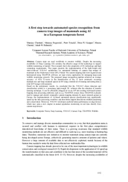 A first step towards automated species recognition from camera trap
  images of mammals using AI in a European temperate forest