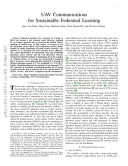 UAV Communications for Sustainable Federated Learning