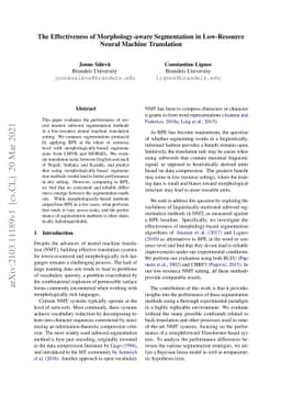 The Effectiveness of Morphology-aware Segmentation in Low-Resource
  Neural Machine Translation