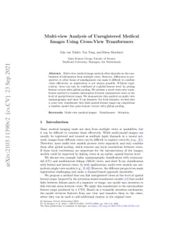 Multi-view analysis of unregistered medical images using cross-view
  transformers