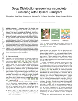 Deep Distribution-preserving Incomplete Clustering with Optimal
  Transport