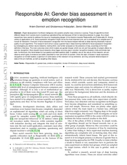 Responsible AI: Gender bias assessment in emotion recognition