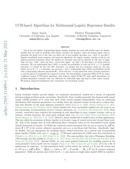 UCB-based Algorithms for Multinomial Logistic Regression Bandits