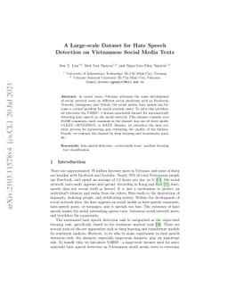 A Large-scale Dataset for Hate Speech Detection on Vietnamese Social
  Media Texts