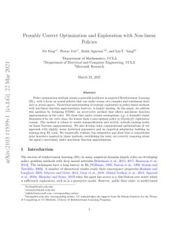 Provably Correct Optimization and Exploration with Non-linear Policies