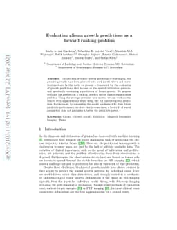 Evaluating glioma growth predictions as a forward ranking problem