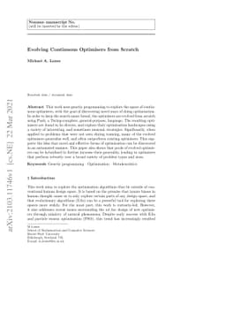 Evolving Continuous Optimisers from Scratch
