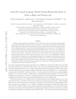 Large Pre-trained Language Models Contain Human-like Biases of What is
  Right and Wrong to Do
