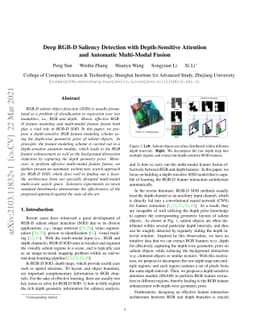 Deep RGB-D Saliency Detection with Depth-Sensitive Attention and
  Automatic Multi-Modal Fusion
