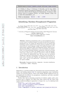 Identifying Machine-Paraphrased Plagiarism
