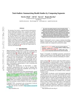 Nutri-bullets: Summarizing Health Studies by Composing Segments