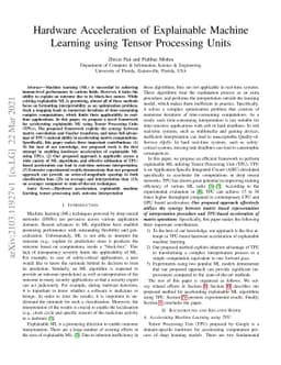 Hardware Acceleration of Explainable Machine Learning using Tensor
  Processing Units