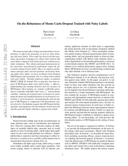 On the Robustness of Monte Carlo Dropout Trained with Noisy Labels