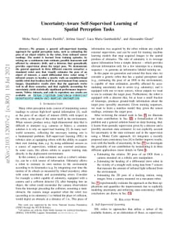 Uncertainty-Aware Self-Supervised Learning of Spatial Perception Tasks
