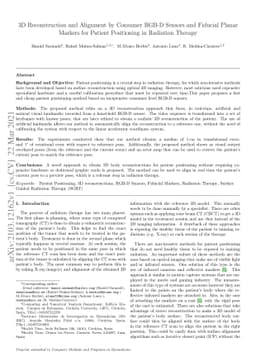 3D Reconstruction and Alignment by Consumer RGB-D Sensors and Fiducial
  Planar Markers for Patient Positioning in Radiation Therapy
