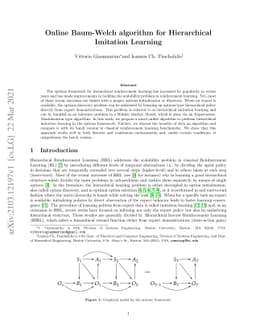 Online Baum-Welch algorithm for Hierarchical Imitation Learning