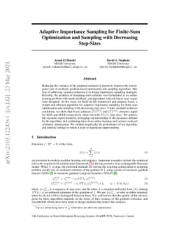 Adaptive Importance Sampling for Finite-Sum Optimization and Sampling
  with Decreasing Step-Sizes