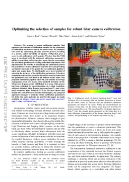 Optimising the selection of samples for robust lidar camera calibration