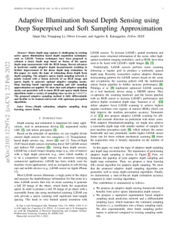 Adaptive Illumination based Depth Sensing using Deep Superpixel and Soft
  Sampling Approximation