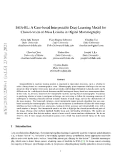 IAIA-BL: A Case-based Interpretable Deep Learning Model for
  Classification of Mass Lesions in Digital Mammography