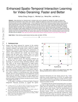 Enhanced Spatio-Temporal Interaction Learning for Video Deraining: A
  Faster and Better Framework