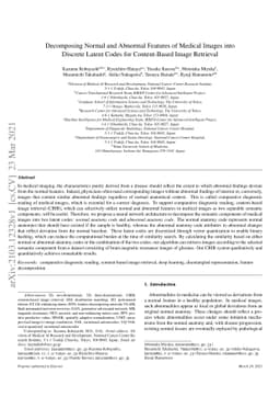 Decomposing Normal and Abnormal Features of Medical Images into Discrete
  Latent Codes for Content-Based Image Retrieval