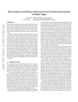 Risk Analysis and Policy Enforcement of Function Interactions in Robot
  Apps