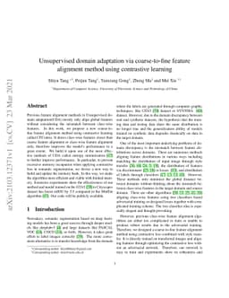 Unsupervised domain adaptation via coarse-to-fine feature alignment
  method using contrastive learning