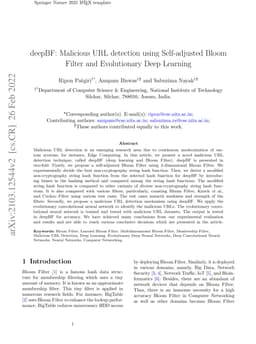 DeepBF: Malicious URL detection using Learned Bloom Filter and
  Evolutionary Deep Learning