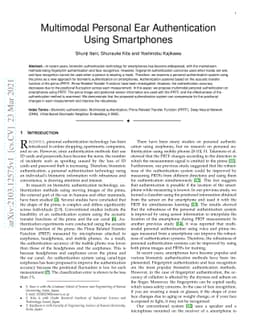Multimodal Personal Ear Authentication Using Smartphones