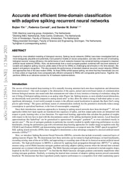 Accurate and efficient time-domain classification with adaptive spiking
  recurrent neural networks