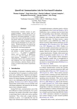 QuestEval: Summarization Asks for Fact-based Evaluation