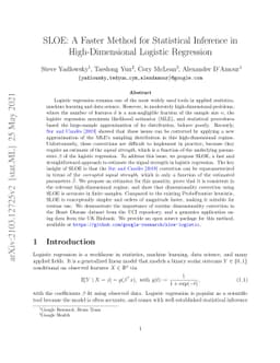 SLOE: A Faster Method for Statistical Inference in High-Dimensional
  Logistic Regression