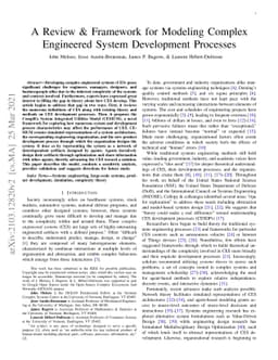 A Review & Framework for Modeling Complex Engineered System Development
  Processes