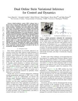 Dual Online Stein Variational Inference for Control and Dynamics