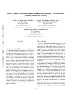 Convex Online Video Frame Subset Selection using Multiple Criteria for
  Data Efficient Autonomous Driving