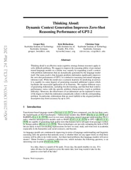 Thinking Aloud: Dynamic Context Generation Improves Zero-Shot Reasoning
  Performance of GPT-2