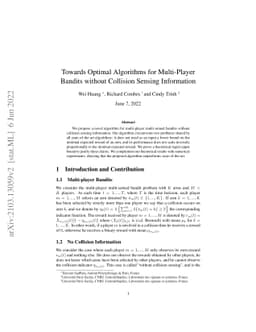 Towards Optimal Algorithms for Multi-Player Bandits without Collision
  Sensing Information