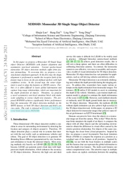 M3DSSD: Monocular 3D Single Stage Object Detector