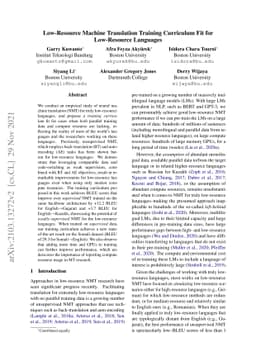 Low-Resource Machine Translation Training Curriculum Fit for
  Low-Resource Languages