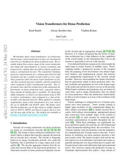 Vision Transformers for Dense Prediction