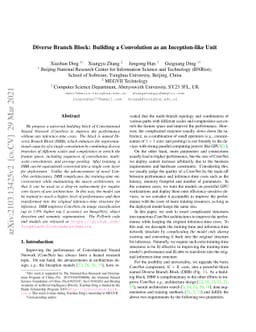 Diverse Branch Block: Building a Convolution as an Inception-like Unit