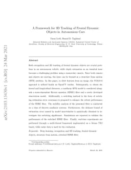 A Framework for 3D Tracking of Frontal Dynamic Objects in Autonomous
  Cars
