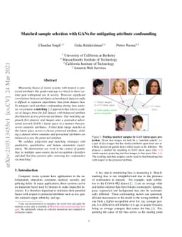 Matched sample selection with GANs for mitigating attribute confounding