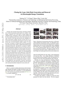 Closing the Loop: Joint Rain Generation and Removal via Disentangled
  Image Translation